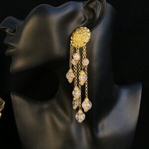 Dramatic 4.7" Long Tassel Earrings | High-Fashion Shoulder Dusters | Gold Luxe